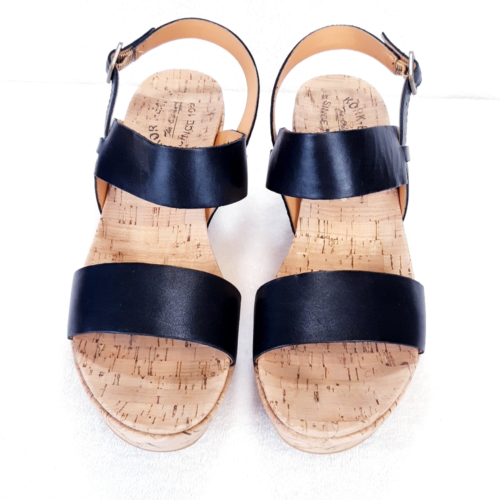 KORK-EASE AUSTIN BLACK LEATHER WEDGE SANDAL - Picture 5 of 16